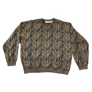 Jhane Barnes Men Sweater Size L Chest 52 Green Black Knit Japan Vintage Y2K 3D